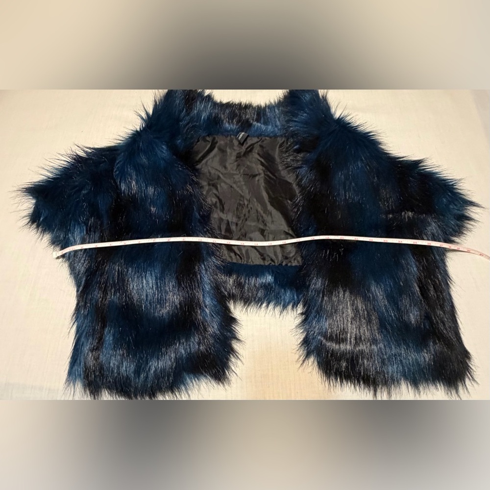 Cynthia Rowley Faux Fur Jacket - Midnight Blue - Picture 9 of 10